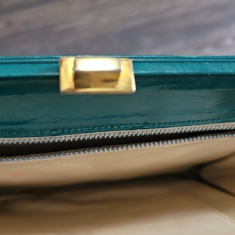 VTG 80s Barbara Bolan Made In Italy Leather Crossbody Clutch Purse Green - Picture 6 of 9